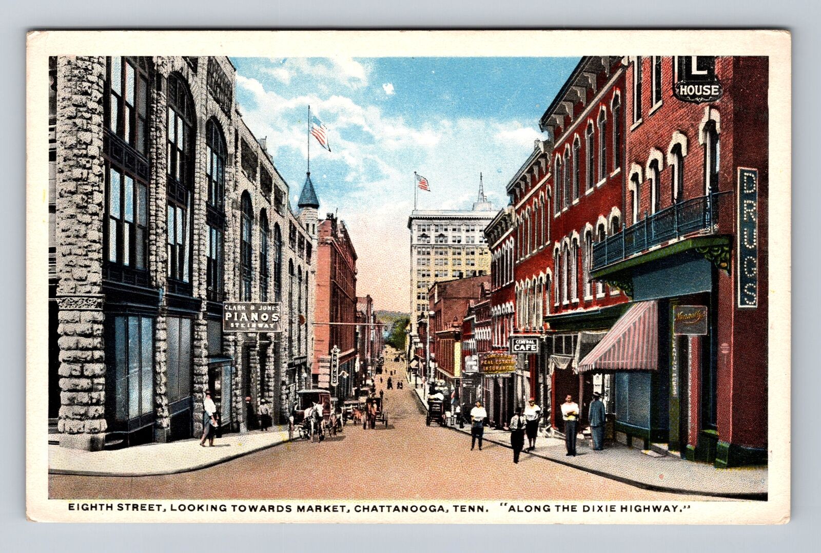 Chattanooga TN-Tennessee, Eighth Street, Advertising, Vintage Postcard
