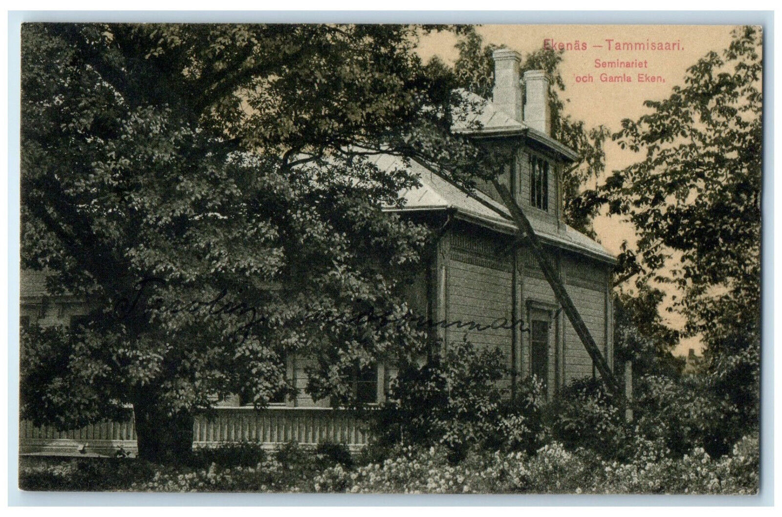 1919 The Seminary and Old Oak in Ekenas Tammisaari Finland Antique Postcard