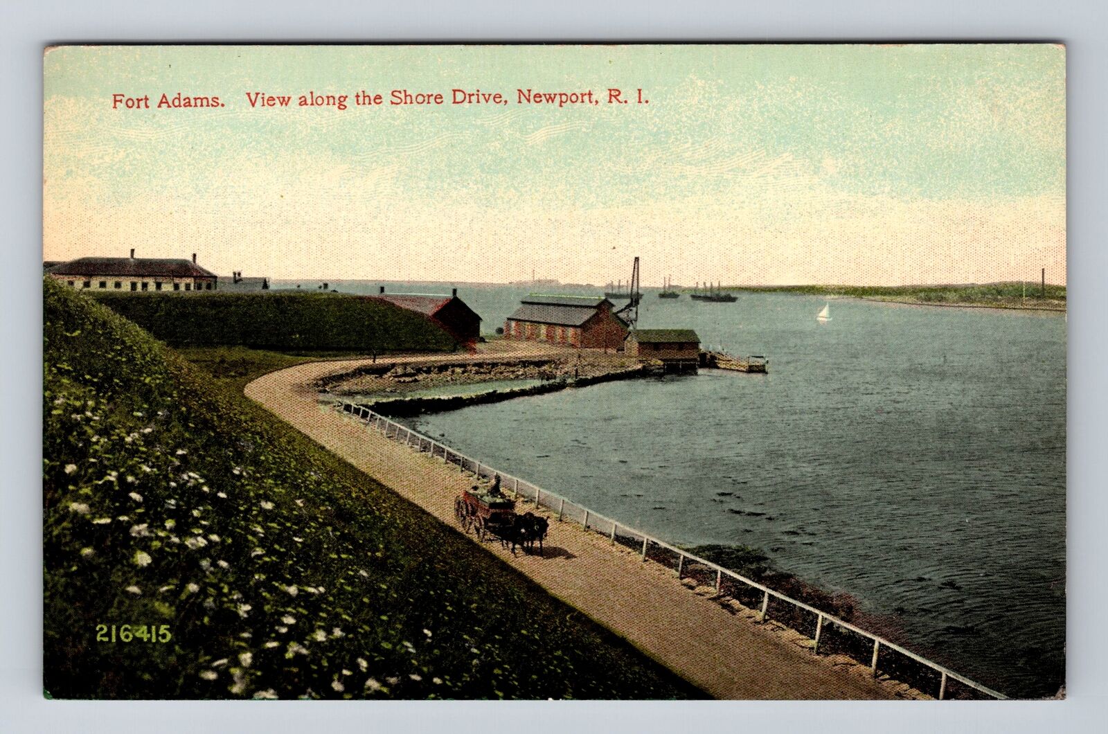 Newport RI-Rhode Island, Fort Adams, View along Shore Drive Vintage Postcard
