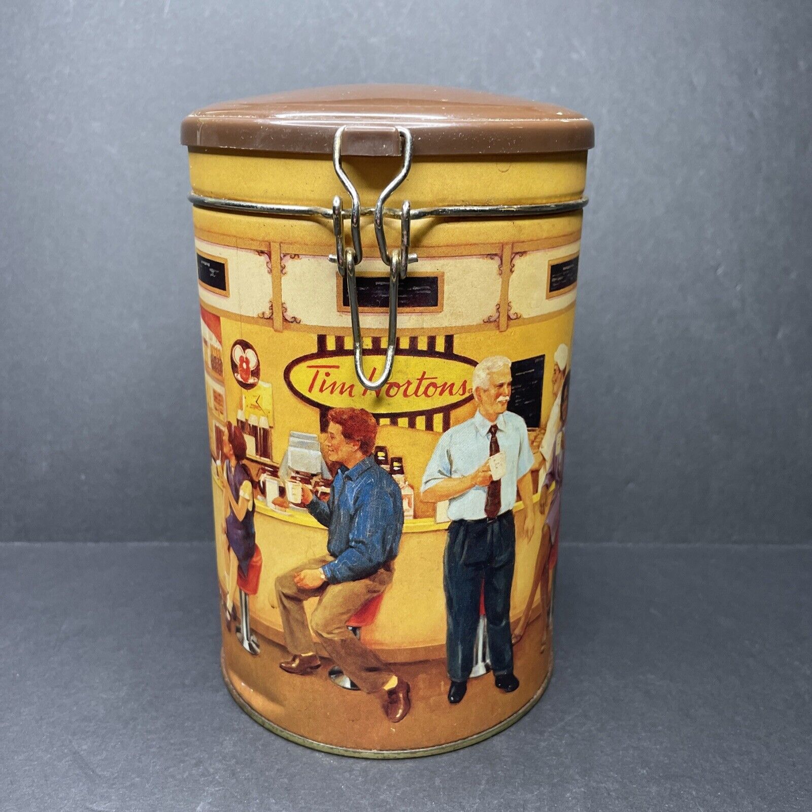 Vintage Tim Horton\'s Tin Coffee Metal Canister First Edition #001 Empty Can