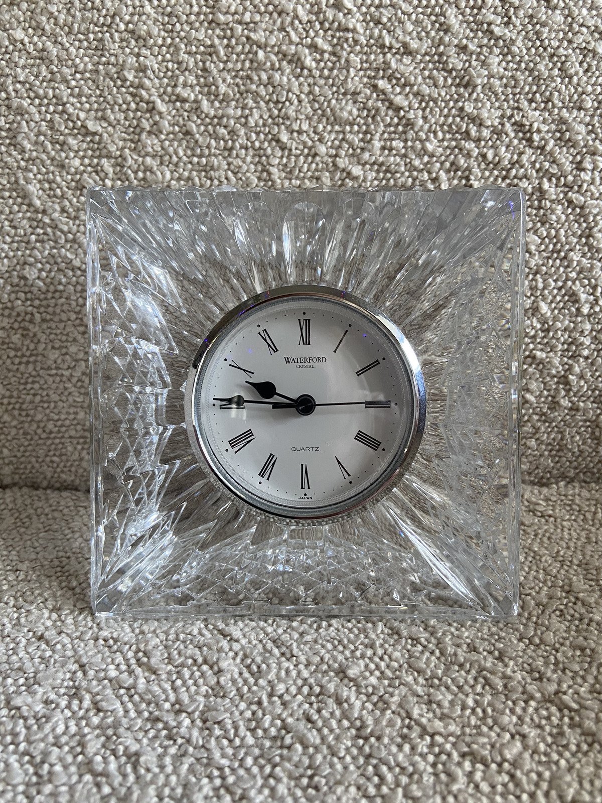 Vintage Waterford Crystal Glass Table Desk Clock Square HEAVY