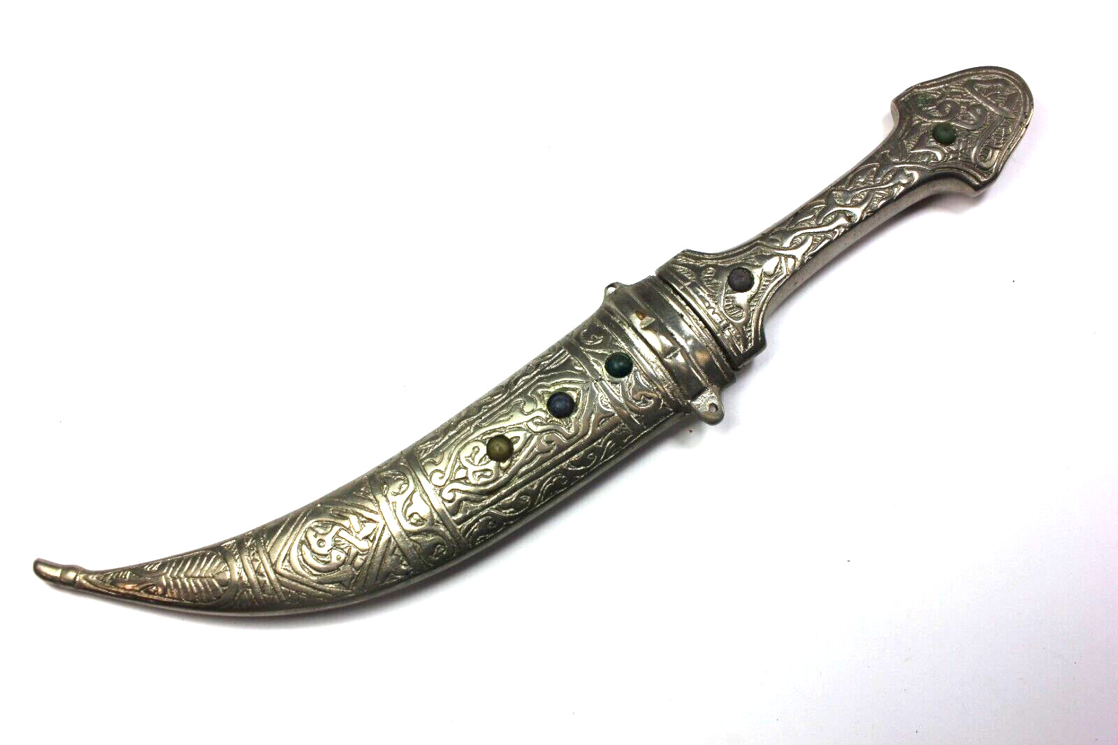 Antique Islamic Yemen Jambiya Khanjar Crusade Jeweled Dagger w/ Sheath