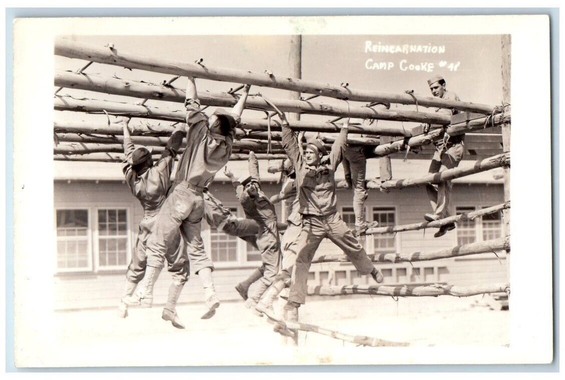 c1941 US Army Training Military Reincarnation Camp Cooke CA RPPC Photo Postcard