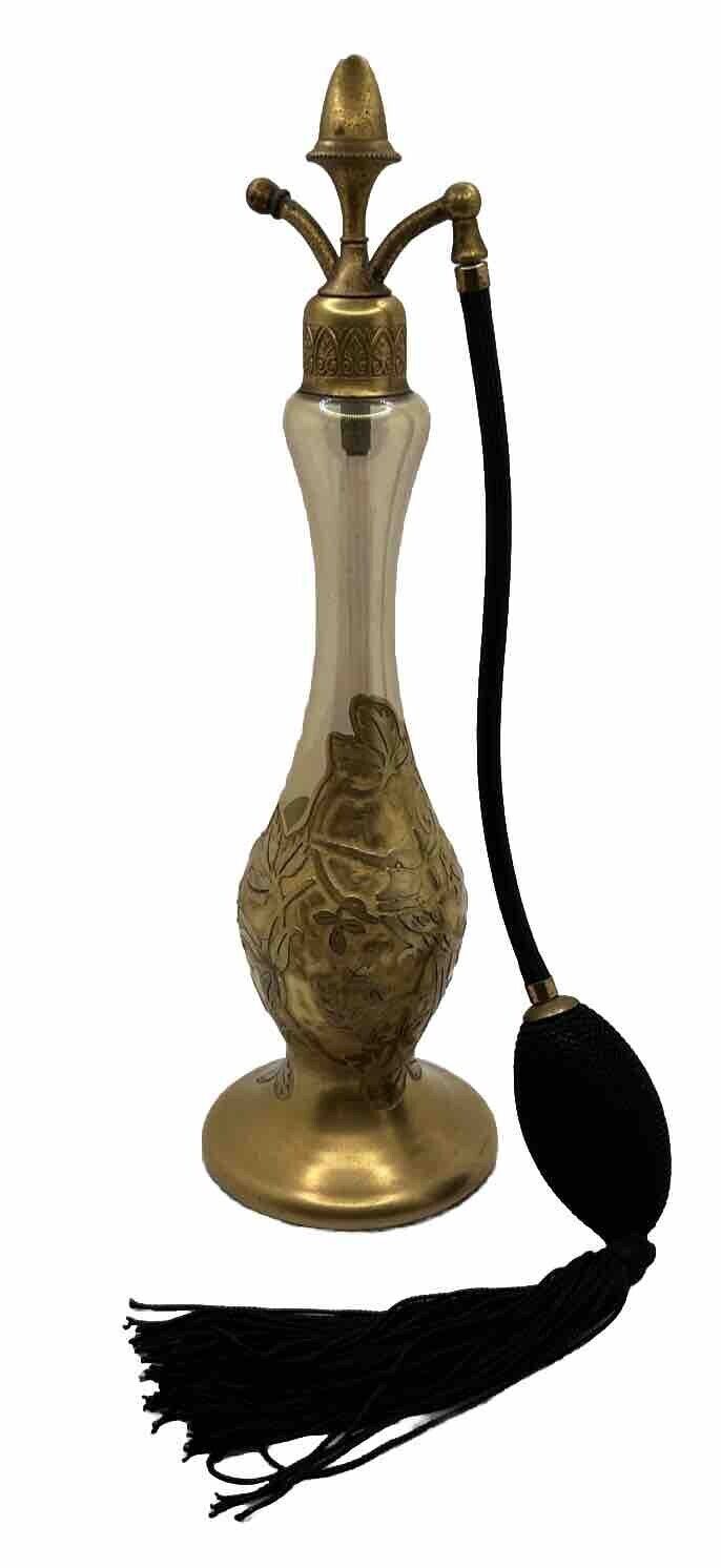 Antique 1927 10” DeVilbiss Gold Kingfisher Perfume Atomizer Rare Amazing Piece