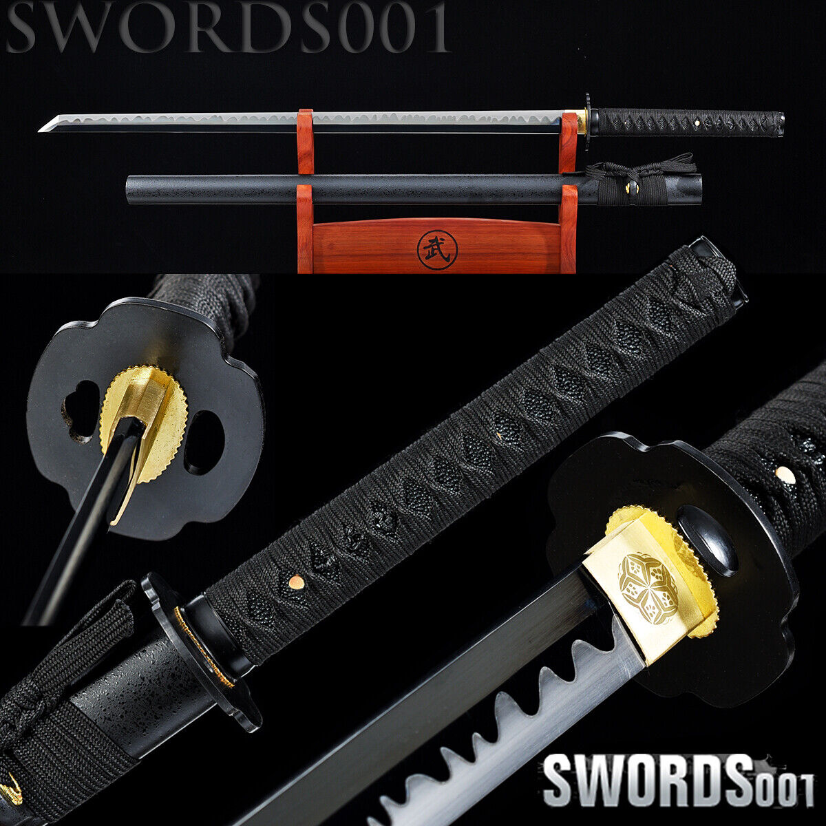 cool Japanese Ninja Sword Chinese Tang Dynasty Sword MANGANESE STEEL Black blade