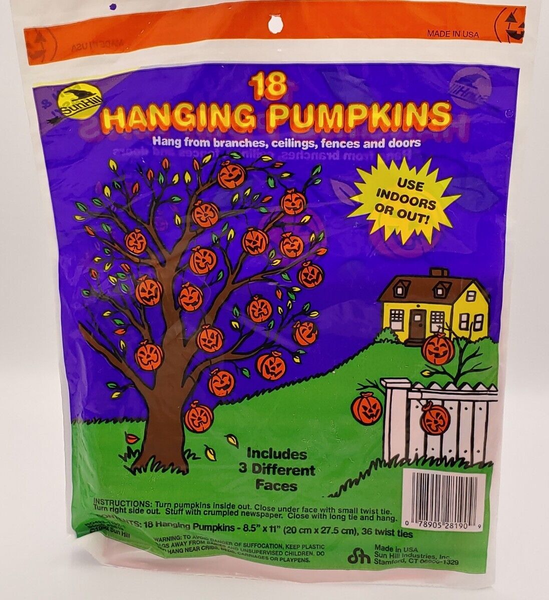 Vintage 1992 SunHill 18ct Hanging Pumpkins Decor NEW OLD STOCK RARE MADE IN USA