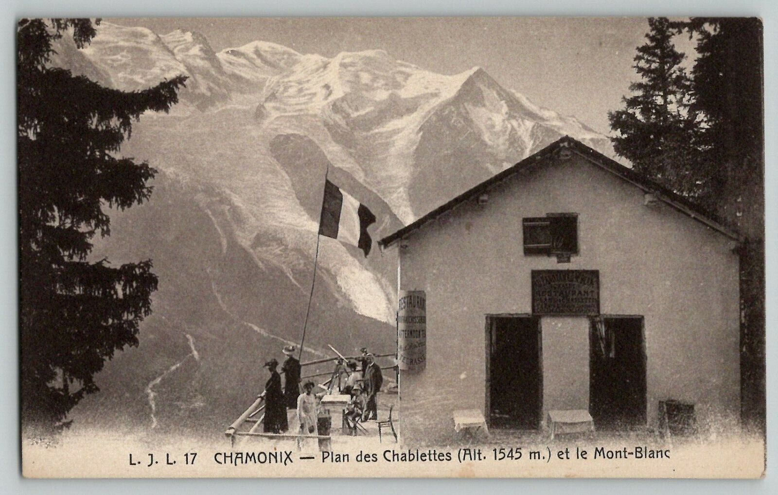 c1910s Chamonix plan des Chablettes et le Mont-Blanc France Postcard L J L 17