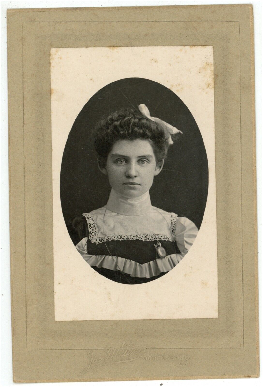 Antique c1900s Small 3.38X5 in Cabinet Card Dow Beautiful Woman Ogdensburg, NY
