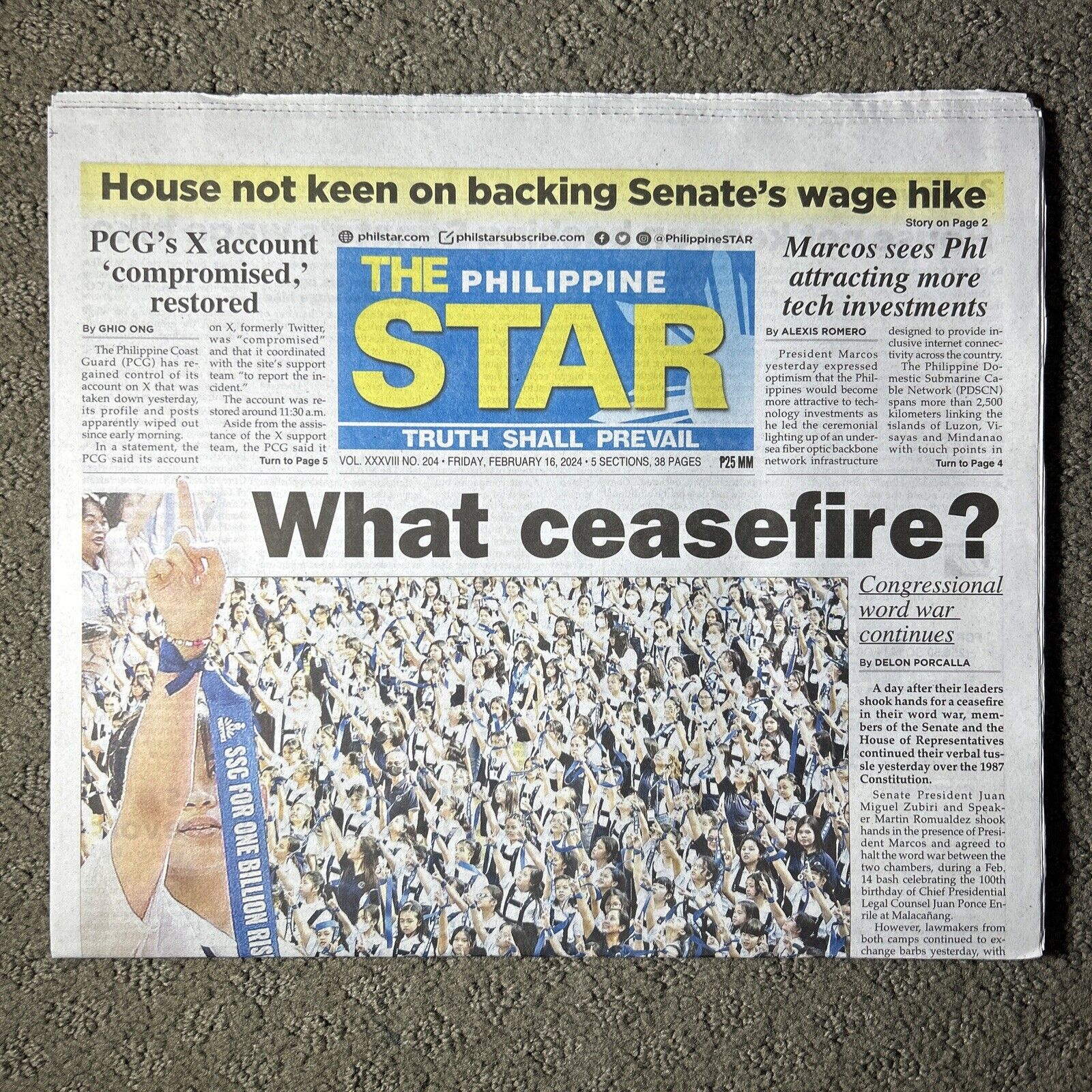 The Philippine Star Newspaper February 16, 2024 Full Issue Collectible Newspaper