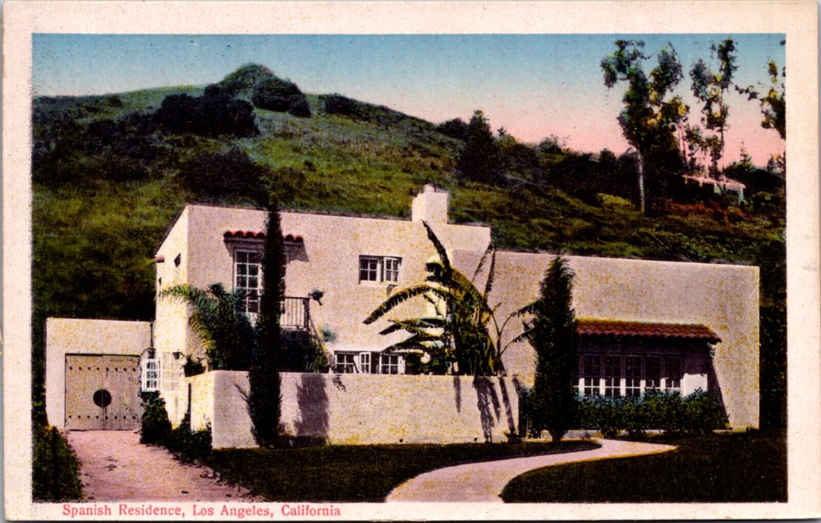 Postcard Spanish Residence in Los Angeles, California