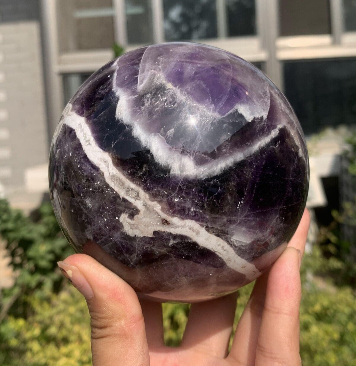 1290g Large Natural Dream Amethyst Quartz Sphere Polished Ball Crystal Healing