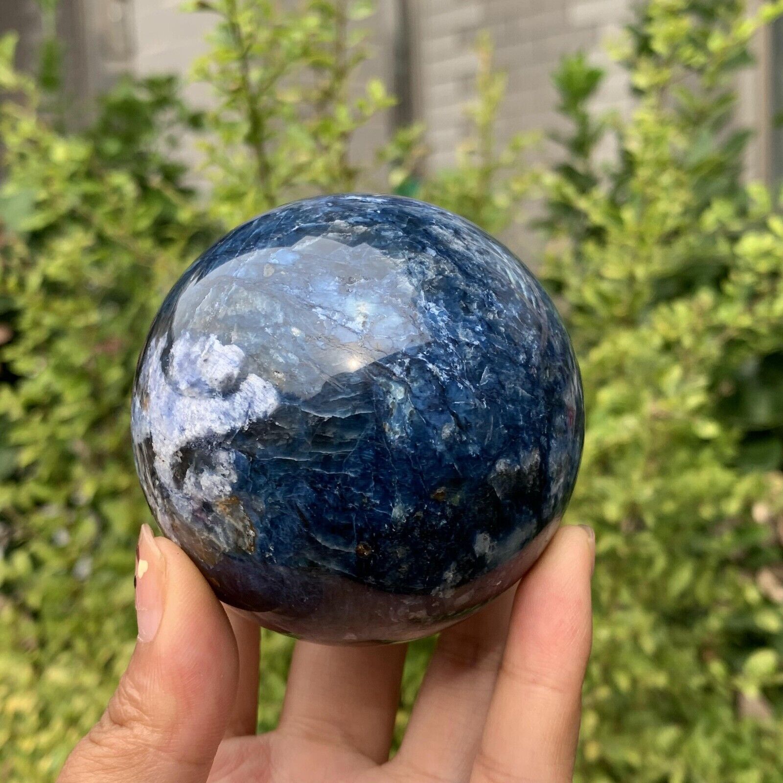 420g Rare Natural Dumortierite Quartz Polished Sphere Crystal Ball Reiki Healing