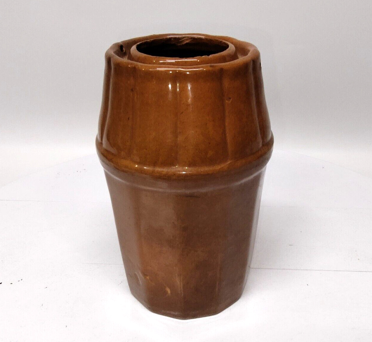 Antique Slip Brown Stoneware Crock Wax Sealer Jar Pottery