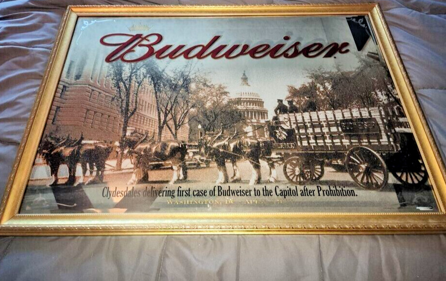 Rare Exc Collectible Anheuser-Busch Budweiser Clydesdale Mirror Mint Condition