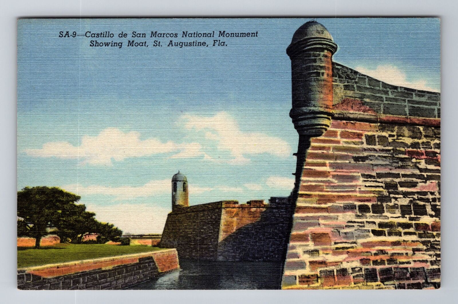 St. Augustine FL-Florida, Castillo de San Marcos Monument, Vintage Postcard