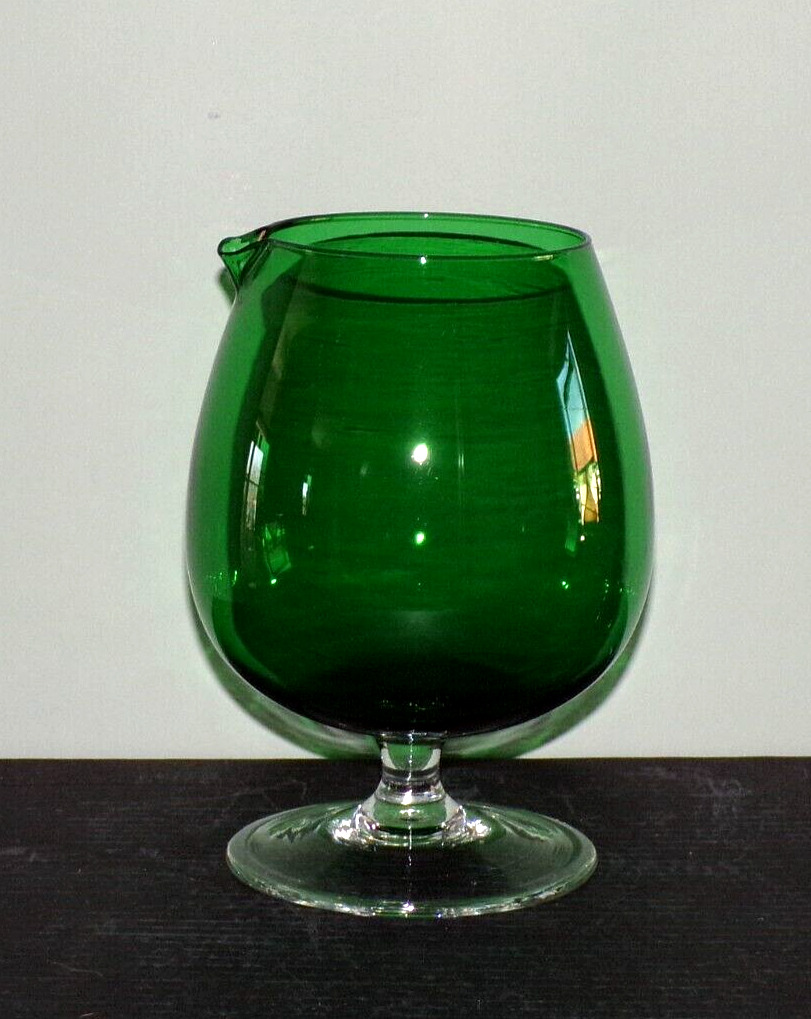Unusual Oversized Green Cognac Glass with Pouring Lip 19 cm Tall Rare Decorative