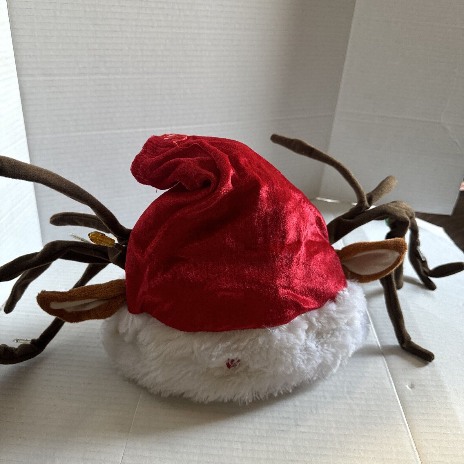 Gemmy Light up Reindeer Ears Santa Hat
