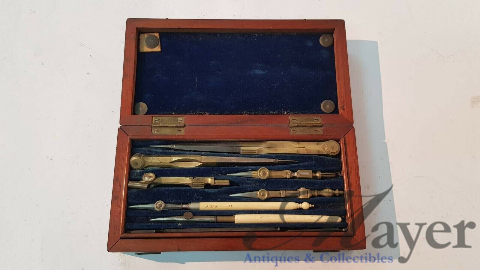 Antique Elliot Brothers Charting Instruments Set Made Around 1867 In London