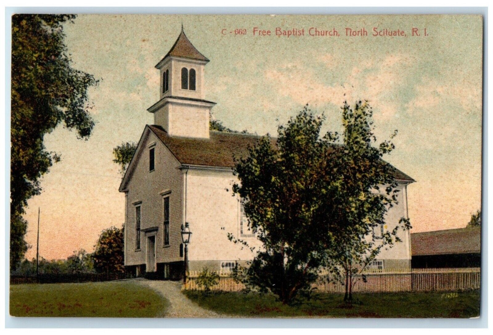 1910 Free Baptist Church North Scituate Rhode Island RI Vintage Postcard