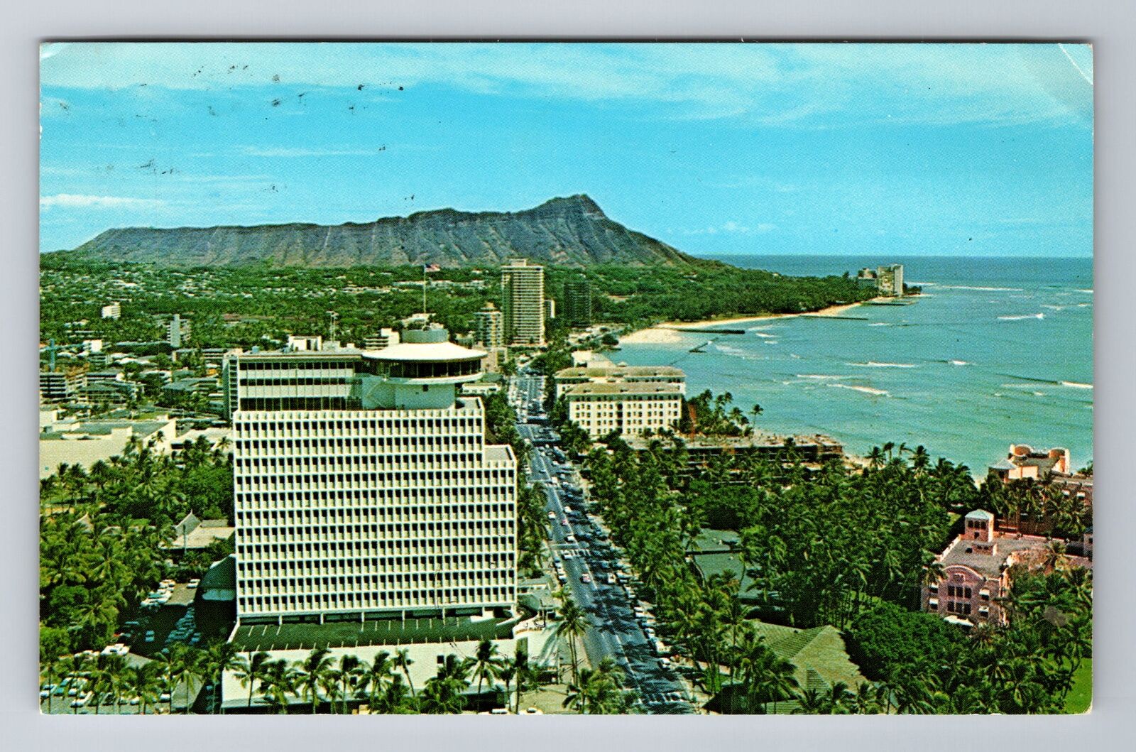 Waikiki HI-Hawaii, Aerial Of Town Area, Antique, Vintage c1969 Souvenir Postcard