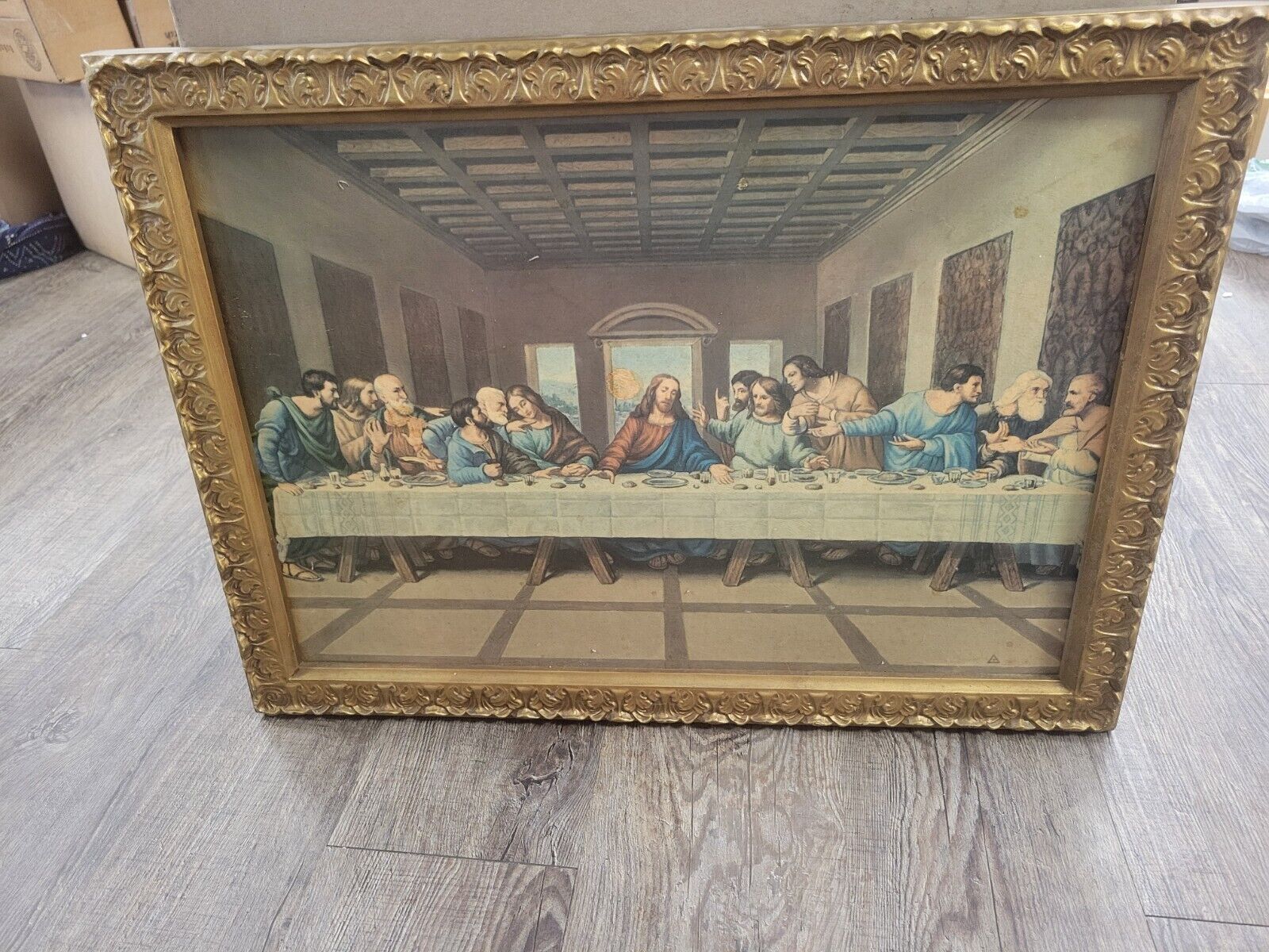 Vintage MCM Framed Last Supper Intercraft Industries Christian Jesus Picture Art