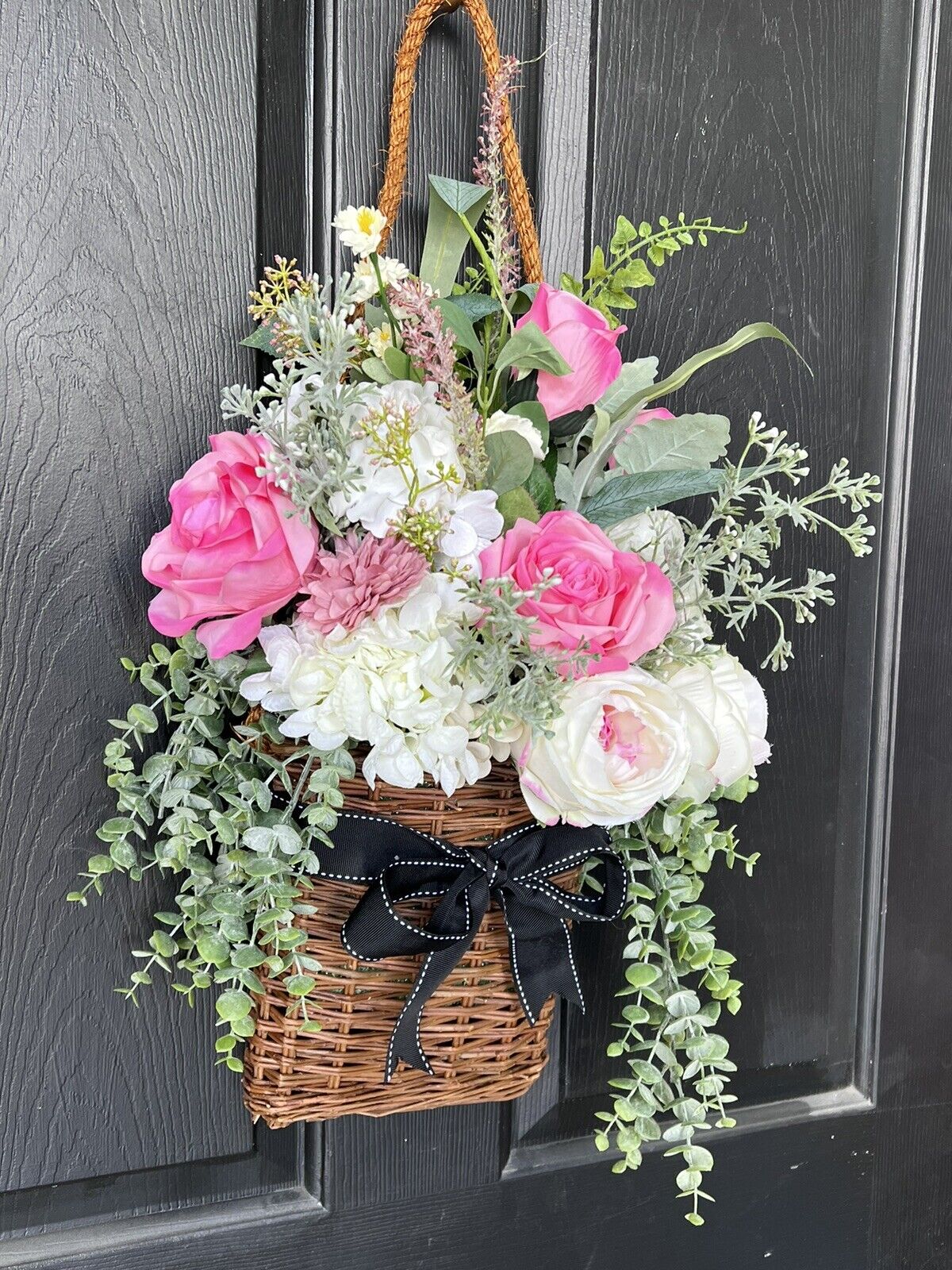 Summer Door Basket | Flower door basket  | Hot Pink Door Basket