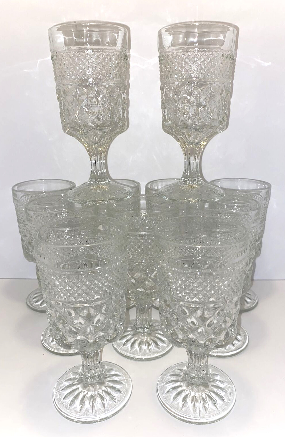Set of 11 Vintage Anchor Hocking Clear WEXFORD Water Goblets - Excellent