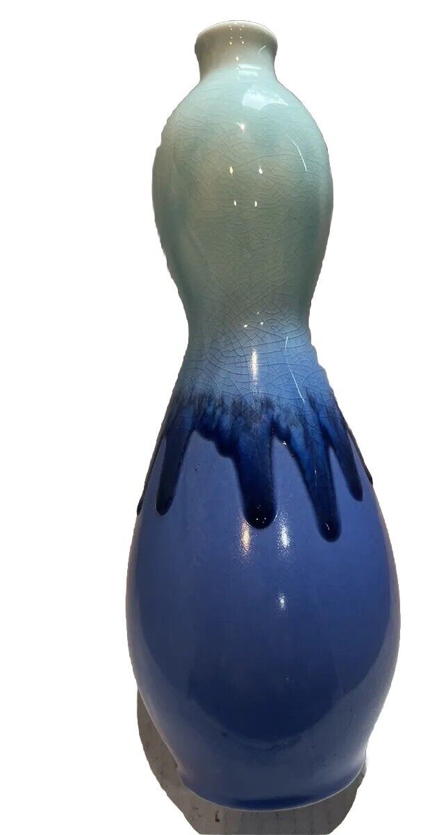 Shigaraki Ware Blue Ombré Vase