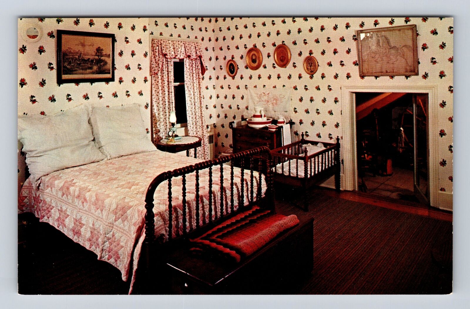 Peninsula OH-Ohio, Jonathan Hale Homestead Bed Chamber Antique Vintage Postcard