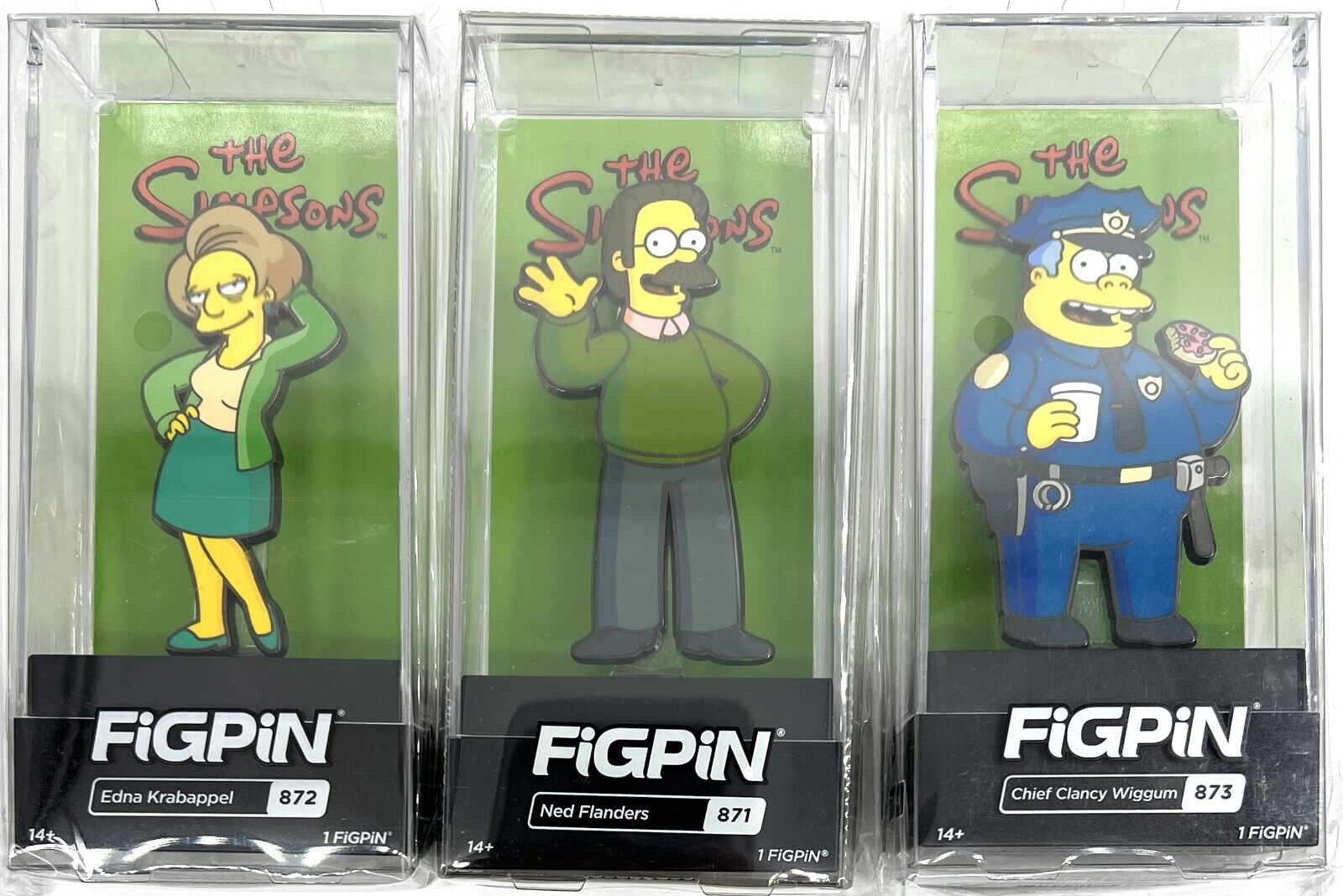 FiGPiN The Simpsons Ned Flanders #871 Edna LE 2k #872 Chief Clancy #873 Set of 3
