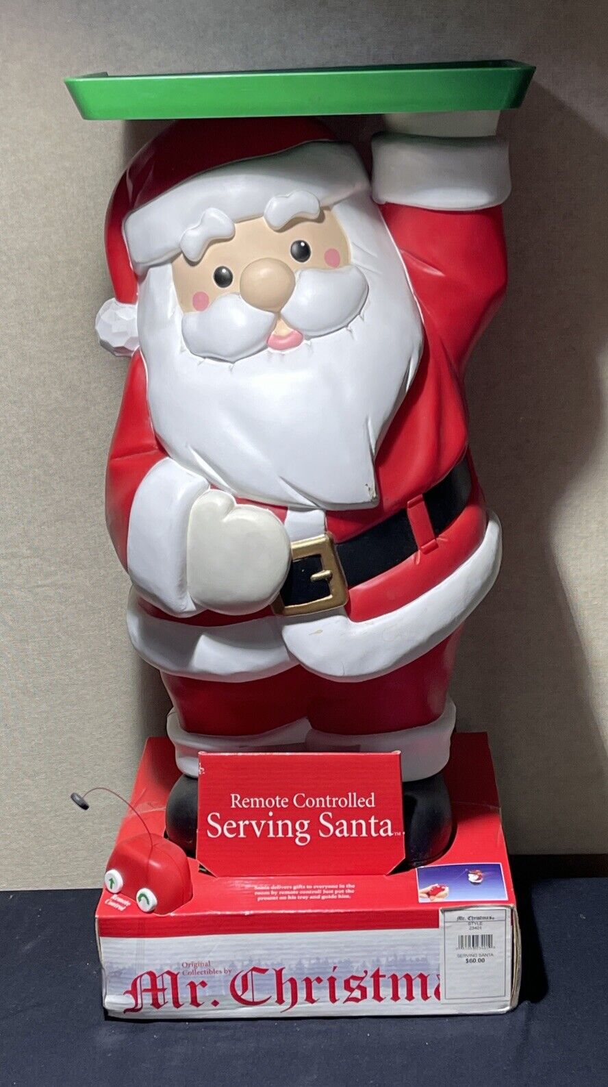 New Old Stock Vintage Mr. Christmas Serving Tray Santa with Remote Control