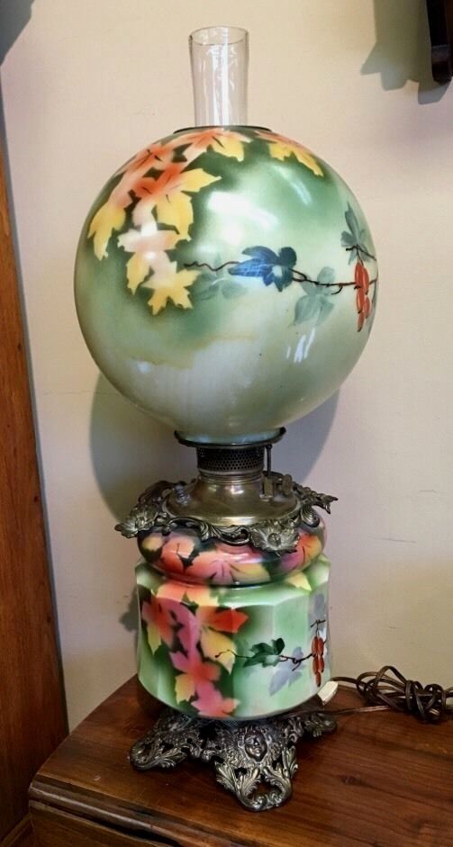 Fine Victorian Gone w/ The Wind Lamp - Autumn Leaves & Currants - 27in. GWW