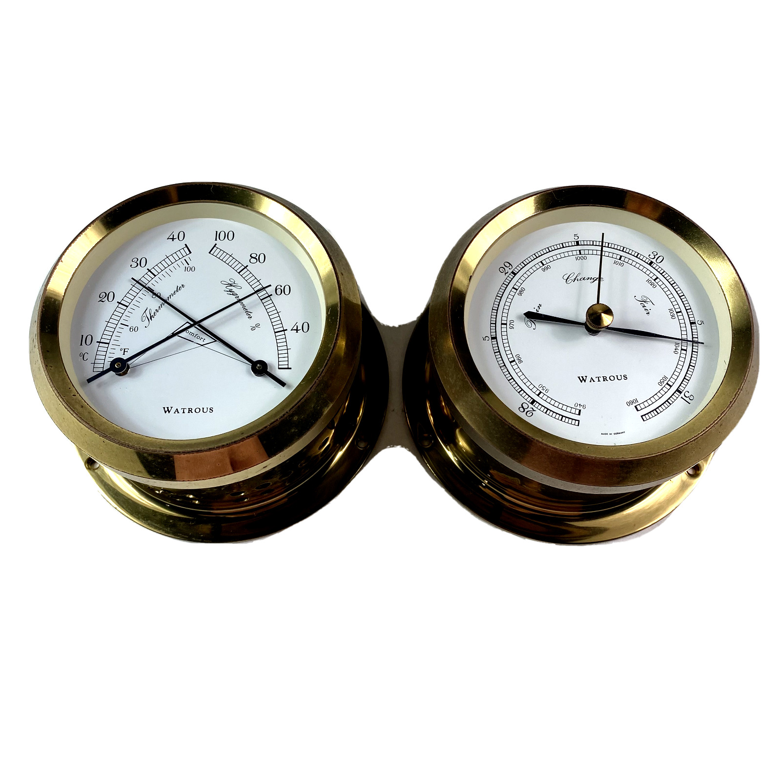 Watrous Maritime Weather Station Nautical Thermometer Hygrometer Barometer Brass
