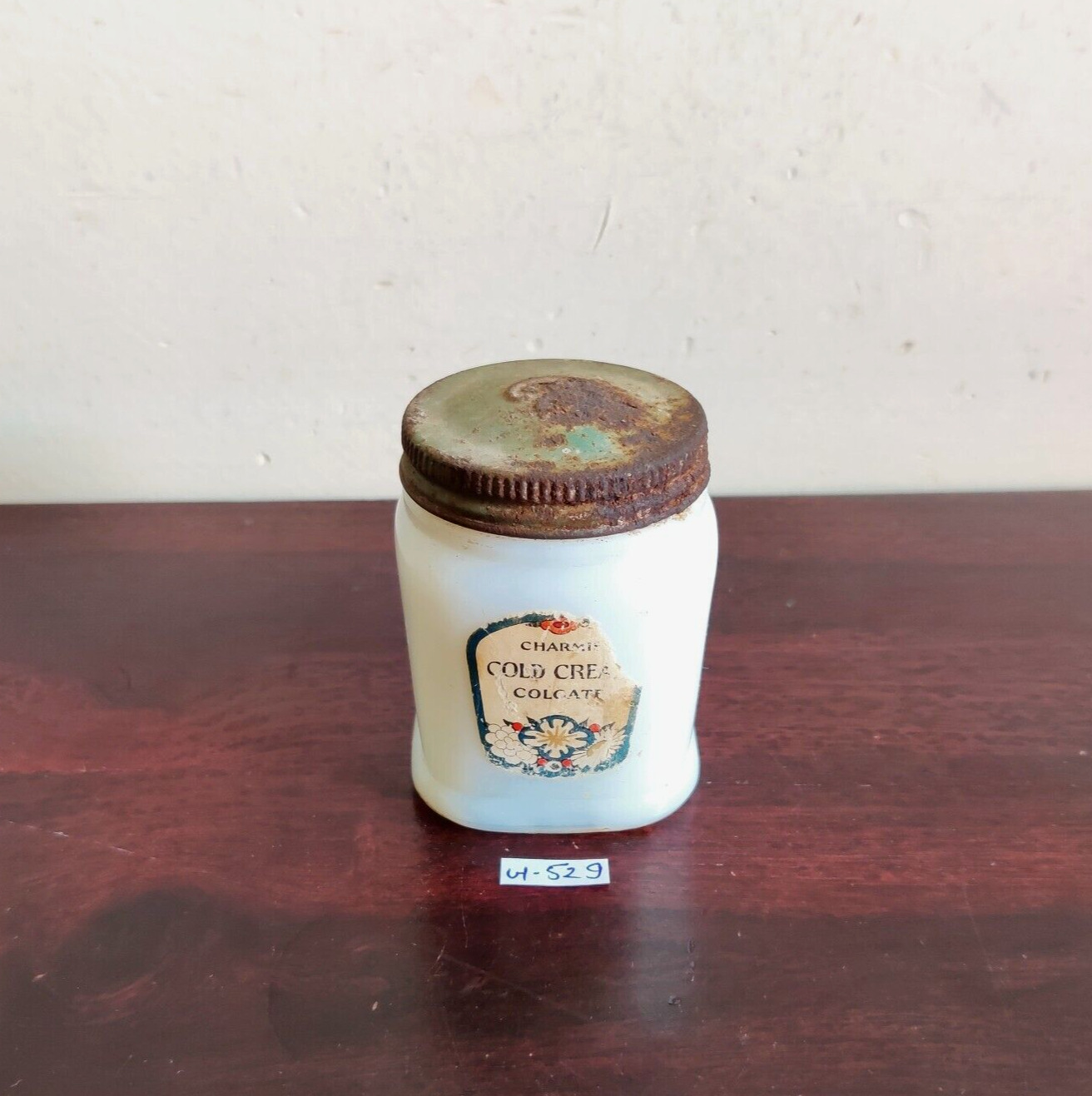 Vintage Cold Cream White Glass Jar Rare Decorative Collectible Props G529
