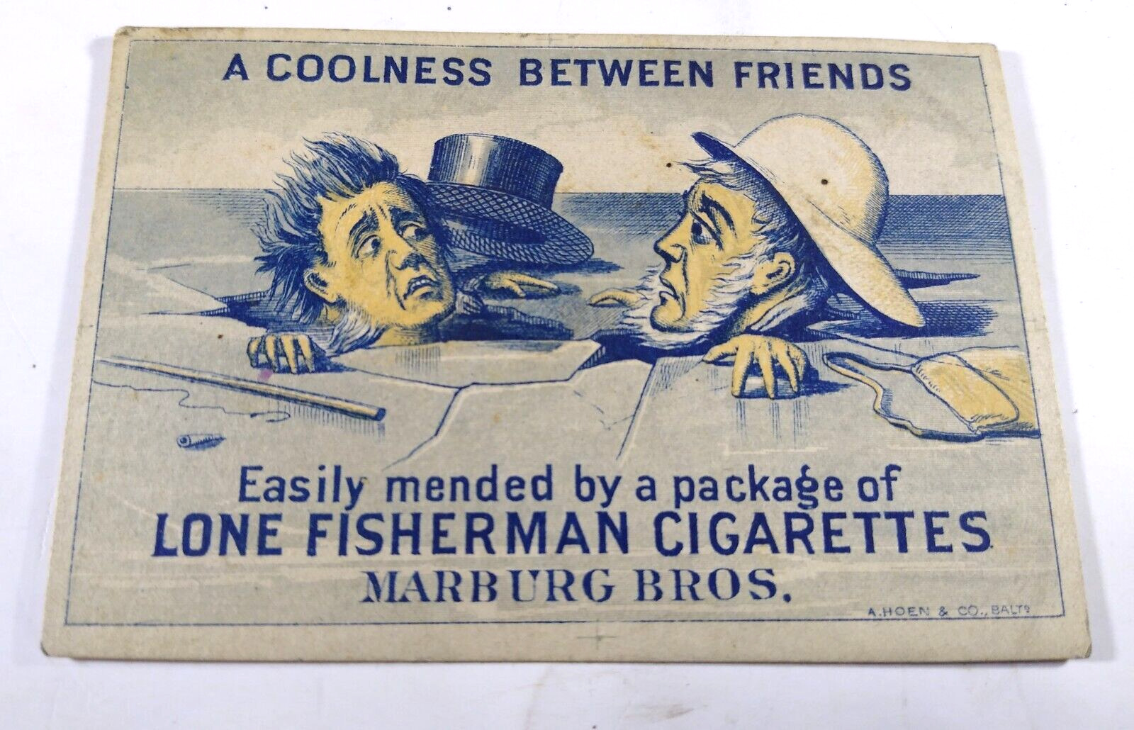 Lone Fisherman Marburg Bros Cigarettes Tobacco Trade Card - Lonliness, 1880s?