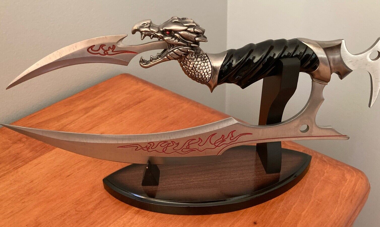 Rare Vintage JIM FROST Dragon Slayer Stainless Steel Knife With Display Stand