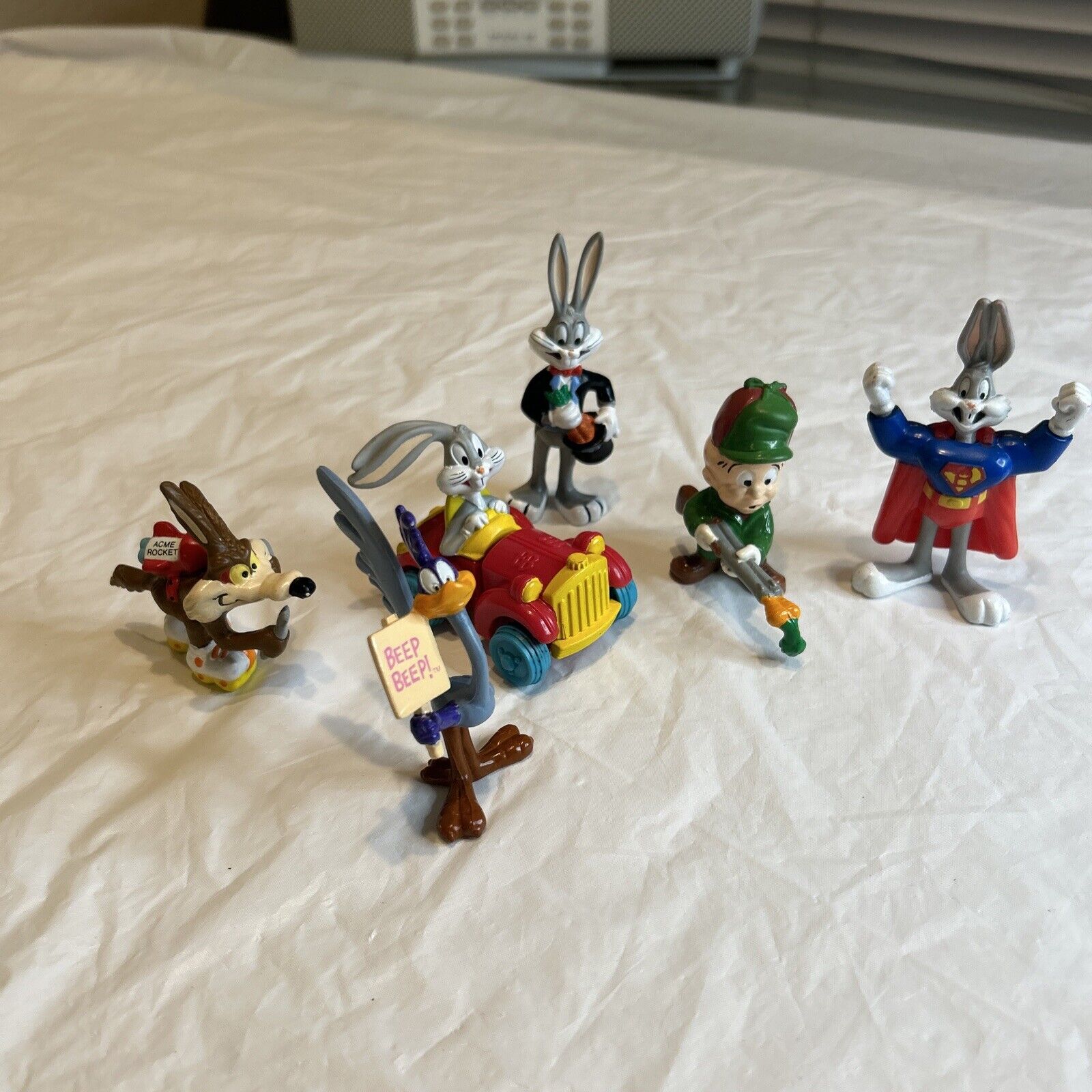 Vintage 1980s And 1990s Bugs Bunny Elmer Fudd Road Runner Coyote Figures PVC