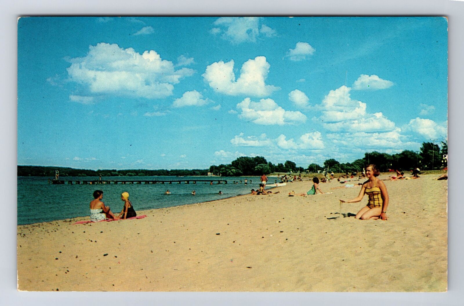 Traverse City MI-Michigan, Clinch Park Beach, Public Beach Vintage Postcard
