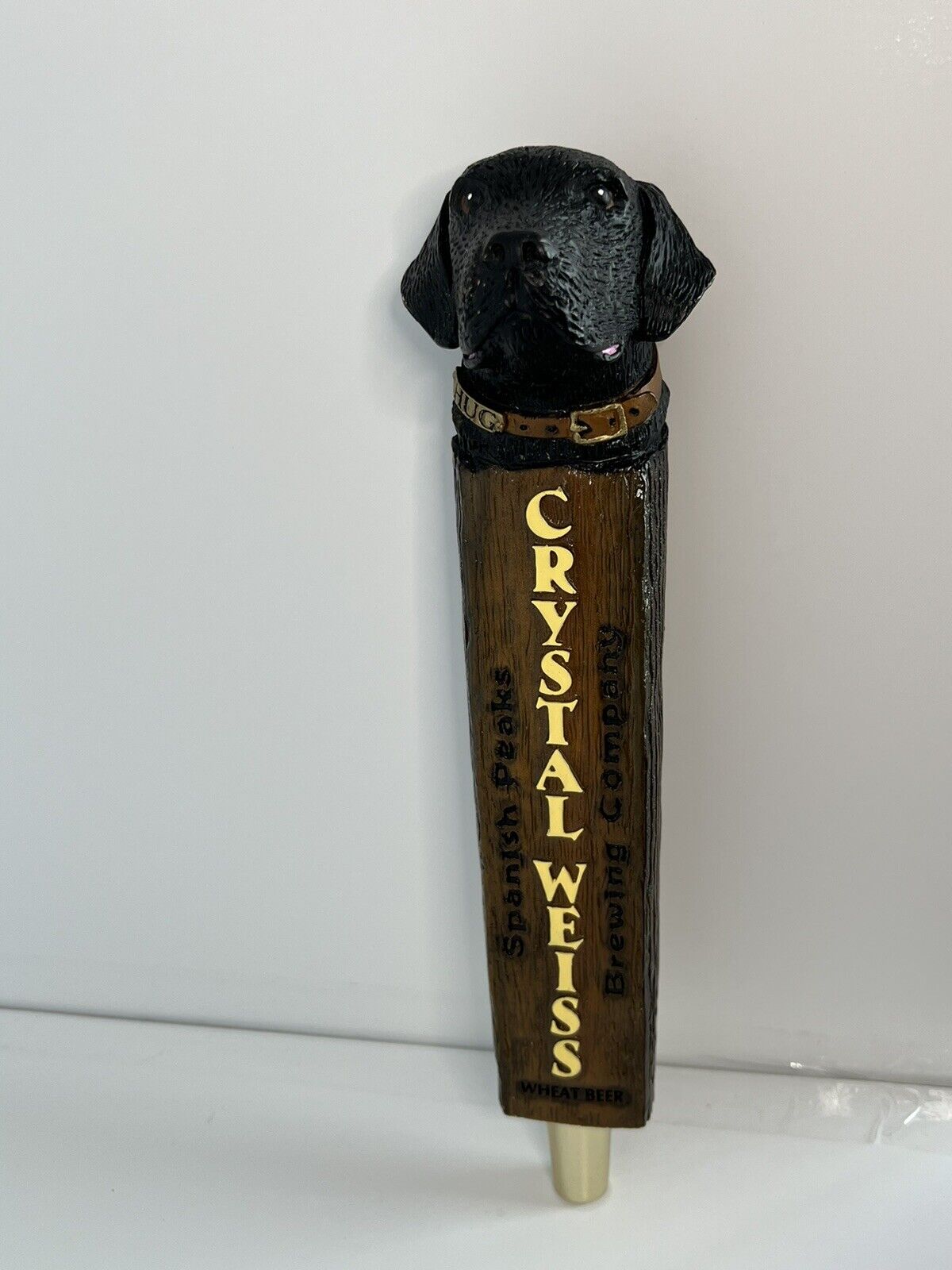 Crystal Weiss Spanish Peaks Brewing Company Beer Tap Handle Draft Knob Black Dog