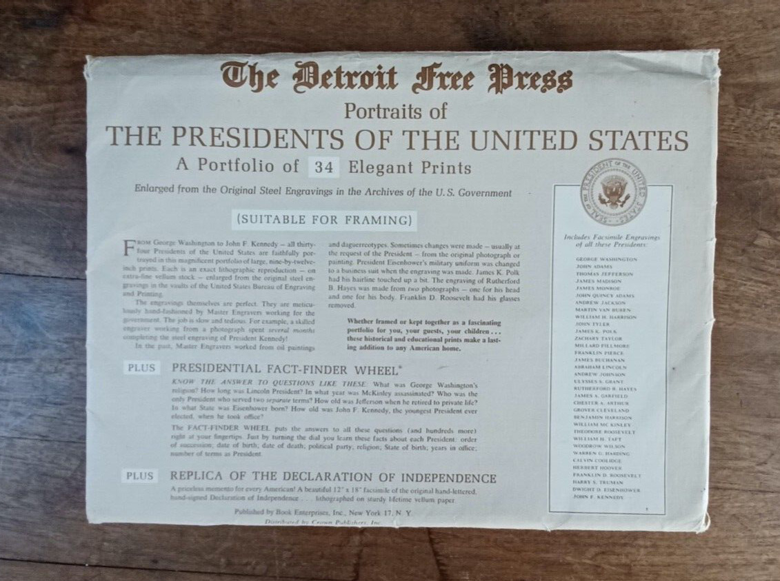 Portraits of The Presidents Of The United States 34 Prints in Original Package