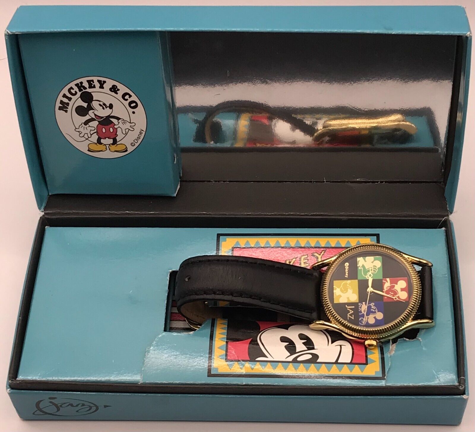NOS NEW IN BOX Mickey Mouse by Seiko Jaz Disney Collectable Watch Gold Color