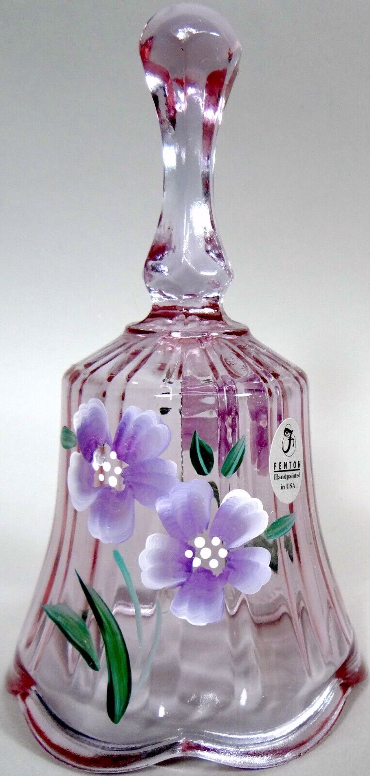 Fenton Purple Glass Bell Hand Painted Artist Signed Cottagecore Sweet Sound