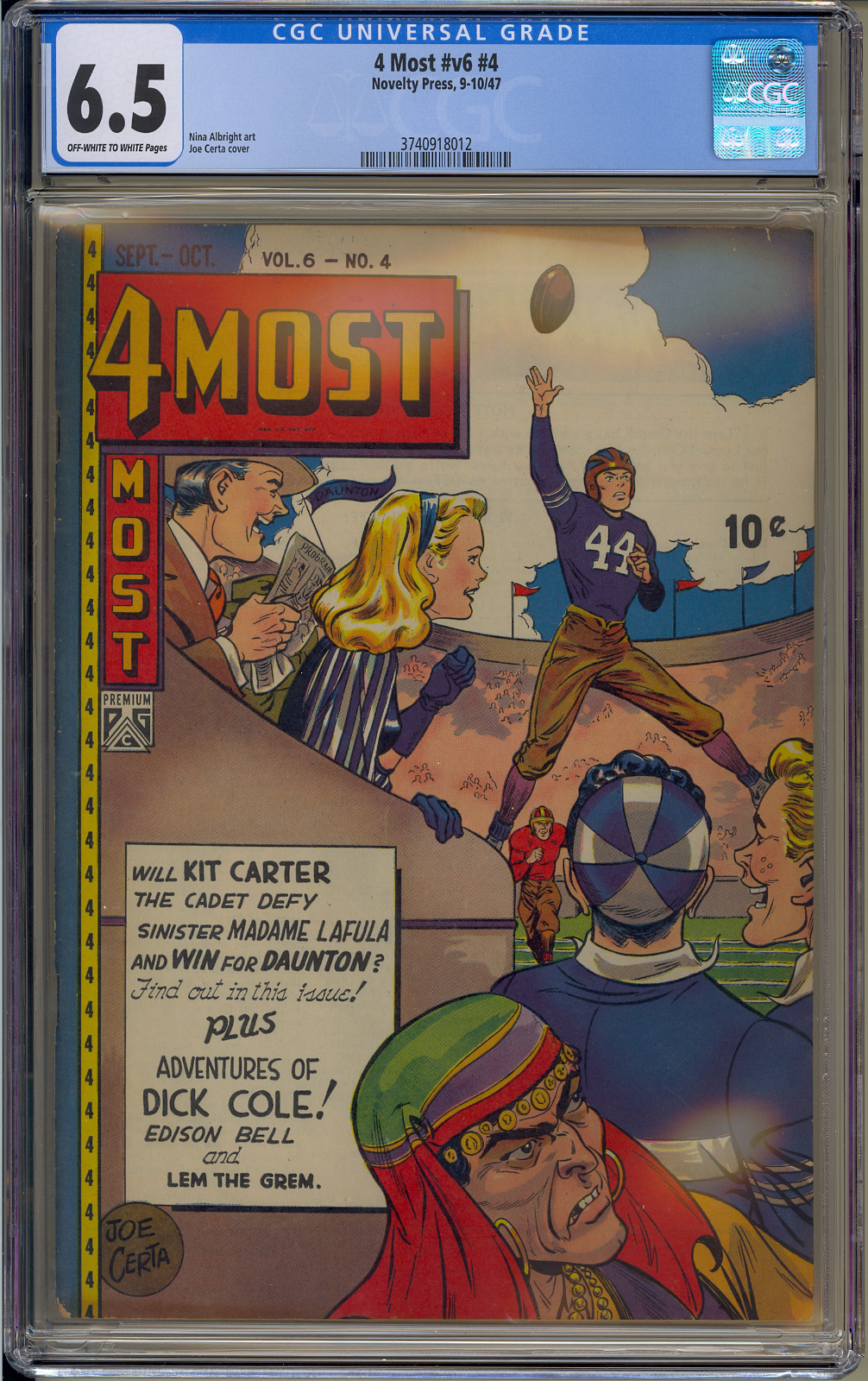 4 Most Comics V6 #4 Novelty Press CGC 6.5 FN+ Golden Age 9-10/47 Off-W/W Pages