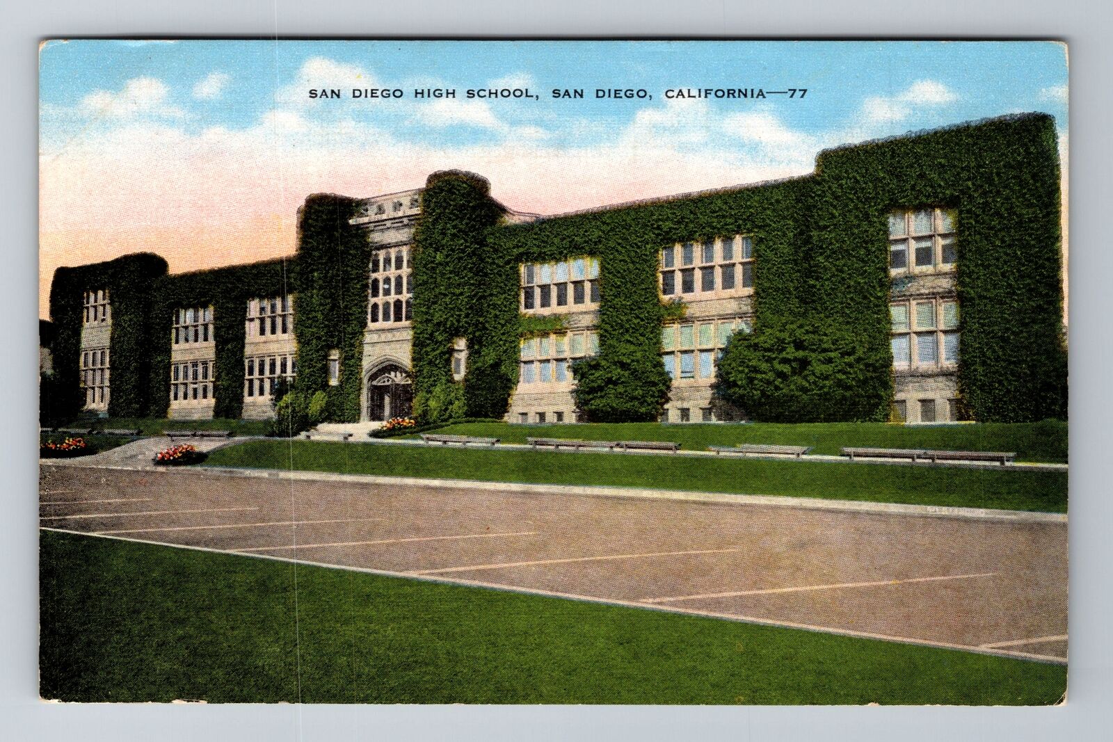 San Diego CA-California, San Diego High School, Antique, Vintage Postcard