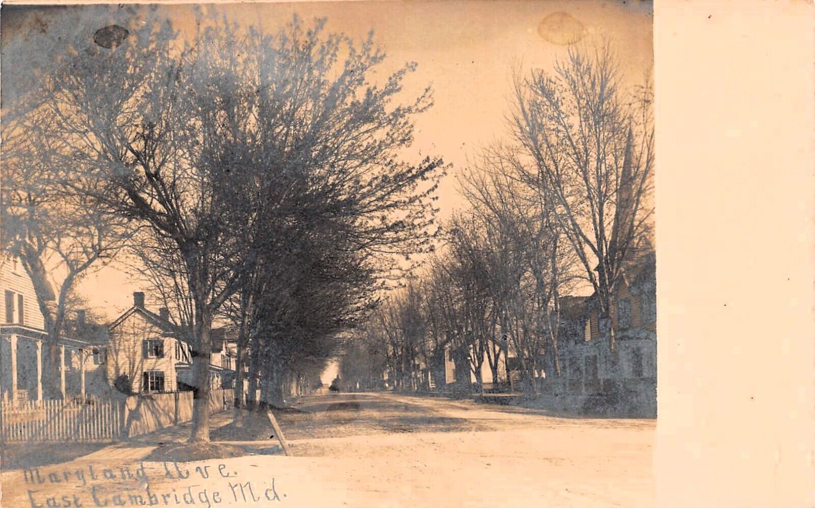 RPPC East Cambridge MD Maryland Avenue to Gainesville GA 1907 Photo Postcard D22