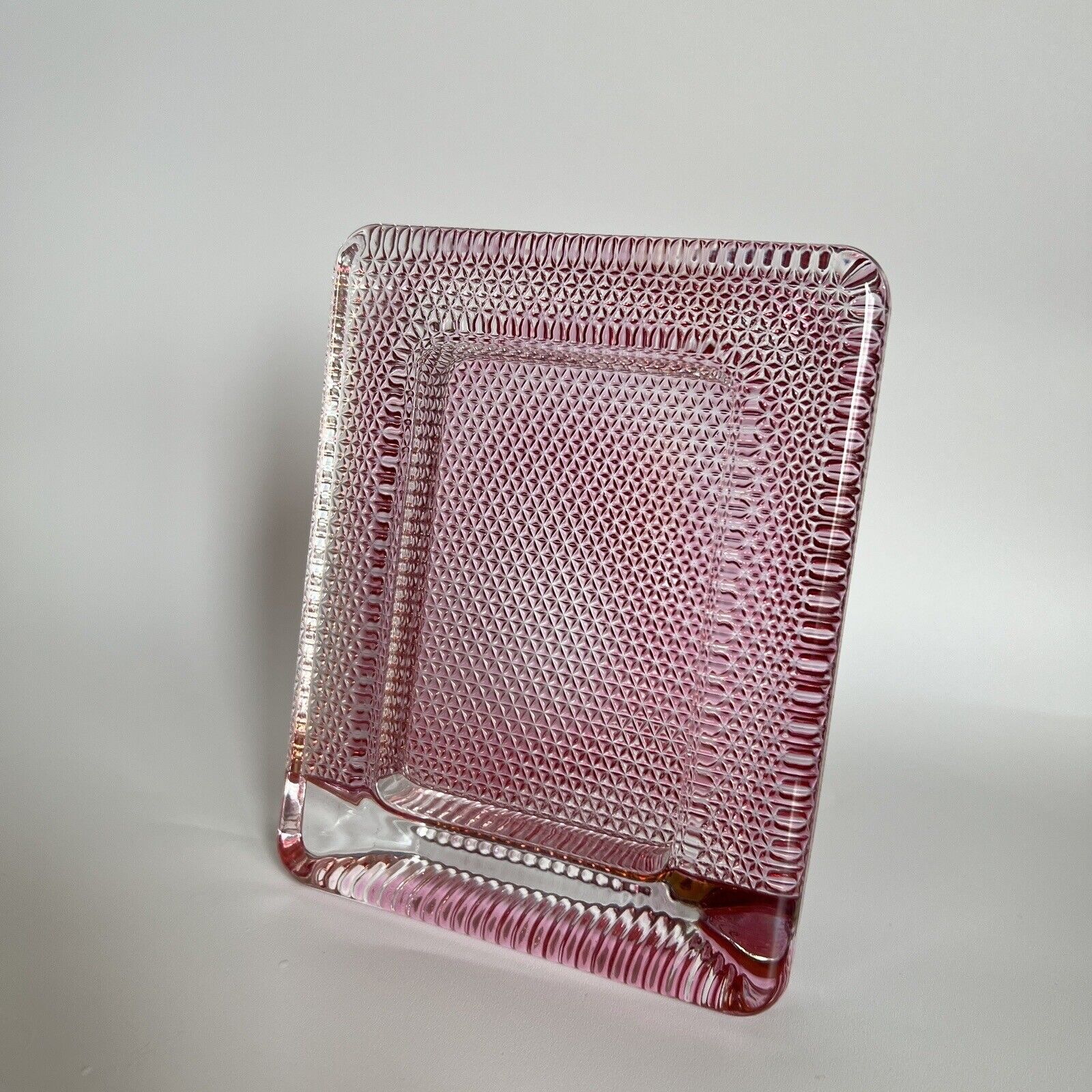Vintage Rectangular Pink Heavy Glass Frame -
