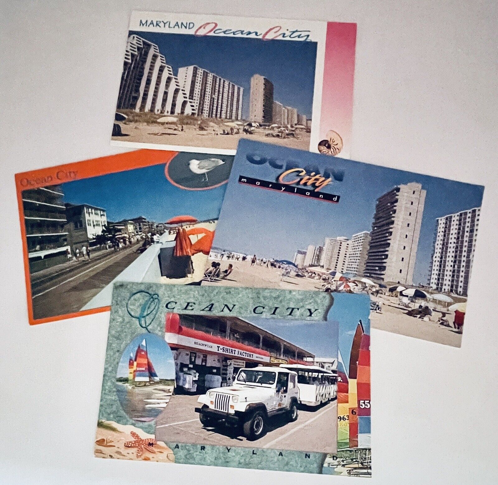 Set Of 4 Vintage Ocean City Maryland Postcards