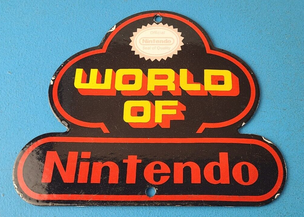 Vintage Nintendo Video Game Sign - Mario Gaming System Porcelain Gas Pump Sign