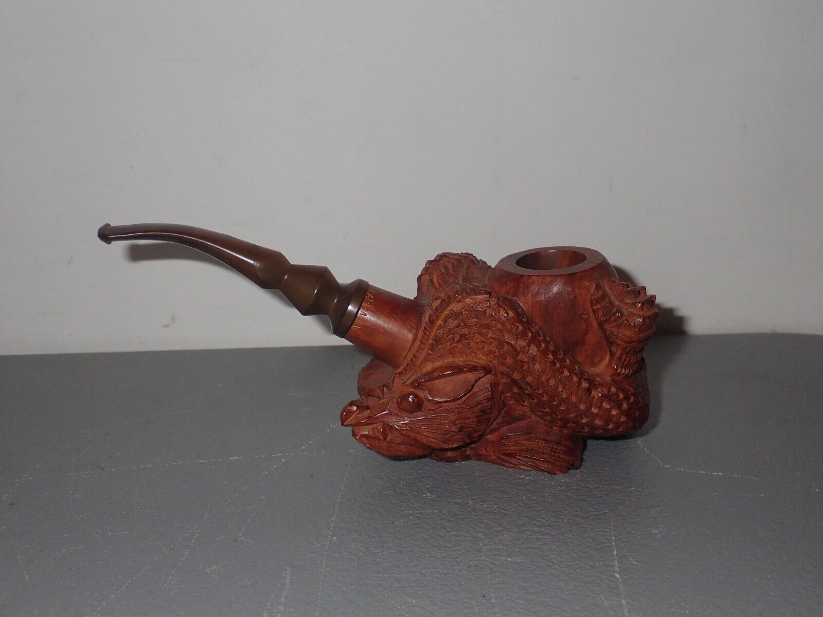 Vintage Lorenzo Italy Carrara Handcarved Dragon Tobacco Pipe, One Of A Kind