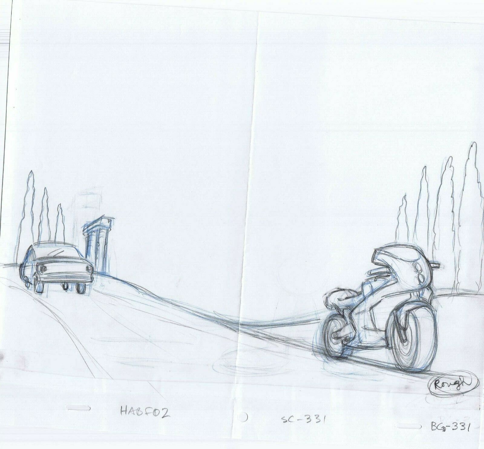 Simpsons Bike Car 2005 Original Art w/COA Animation Production Pencils SC*331 BG